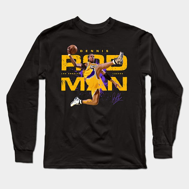 Dennis Rodman Lakers Long Sleeve T-Shirt by Juantamad